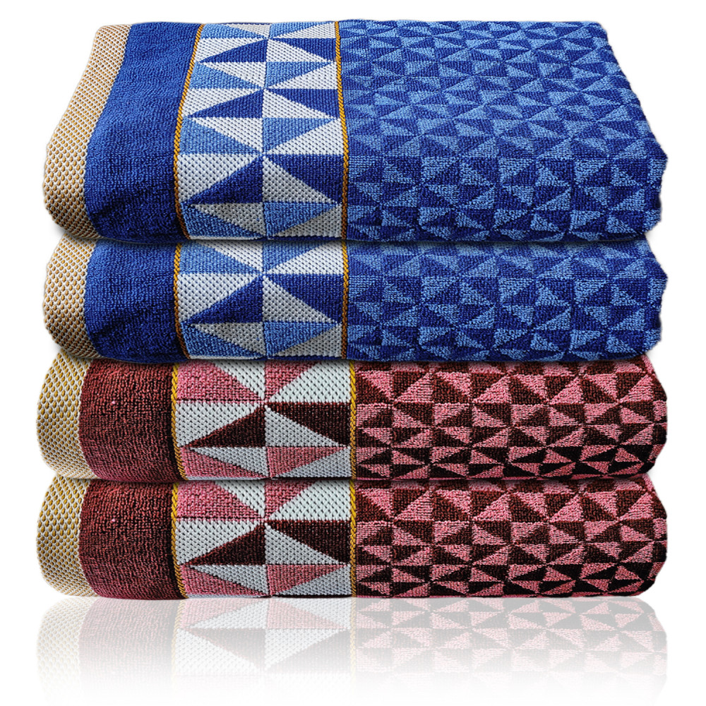 Kuber Industries Multiuses Tringle Printed Soft Cotton Bath Towel, 30&quot;x60&quot;- Pack of 4 (Maroon &amp; Blue)