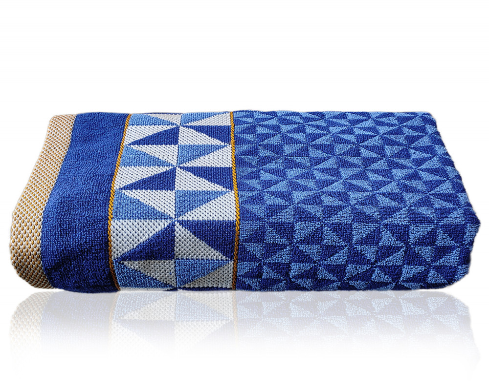 Kuber Industries Multiuses Tringle Printed Soft Cotton Bath Towel, 30&quot;x60&quot;(Blue)