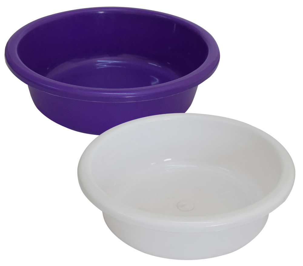 Kuber Industries Multiuses Unbreakable Plastic Knead Dough Basket/Basin Bowl For Home &amp; Kitchen 6 Ltr- Pack of 2 (Purple &amp; White)