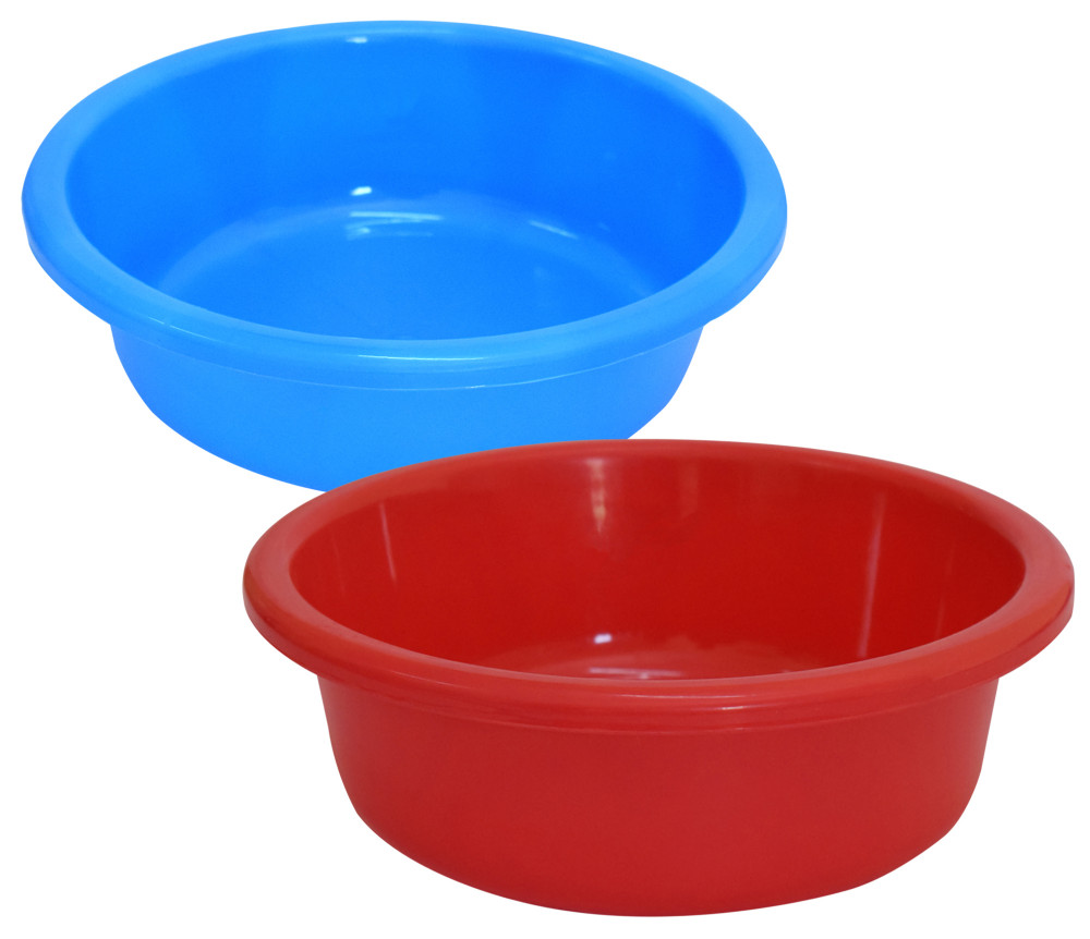 Kuber Industries Multiuses Unbreakable Plastic Knead Dough Basket/Basin Bowl For Home &amp; Kitchen 6 Ltr- Pack of 2 (Blue &amp; Red)