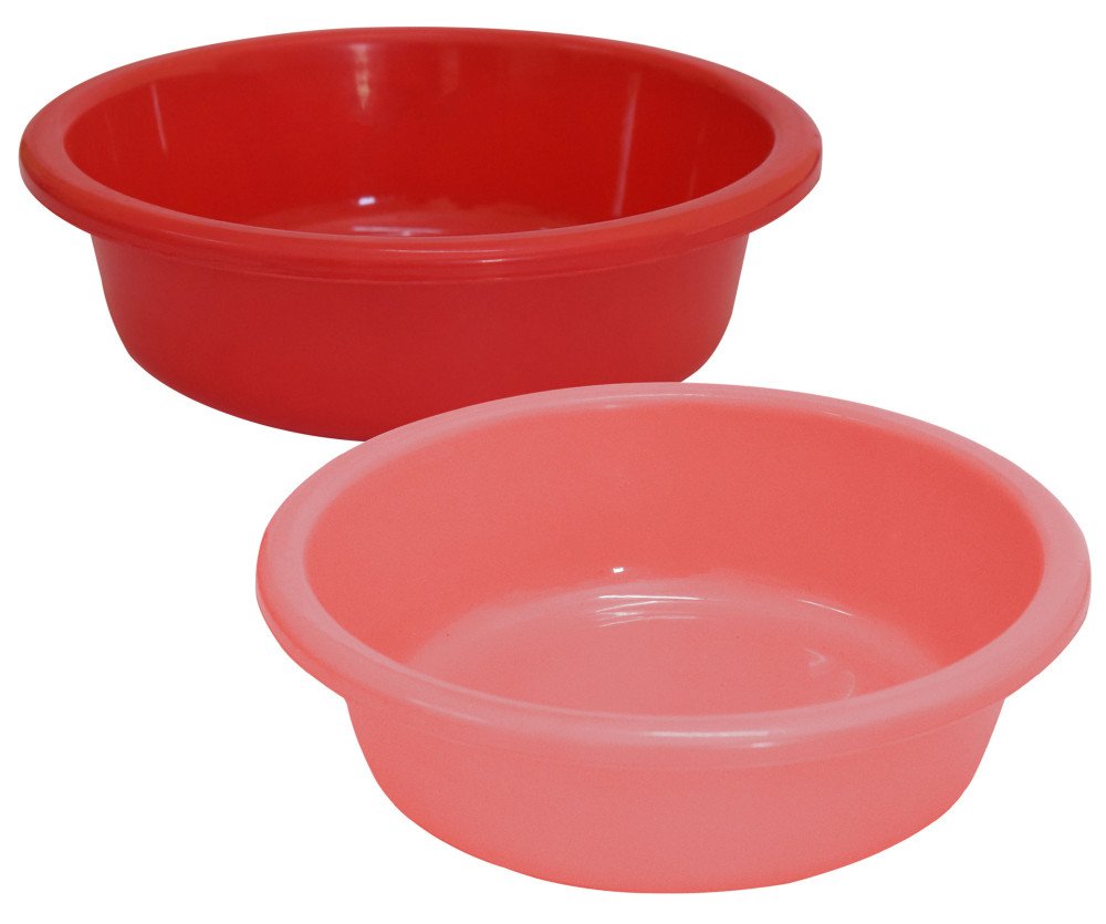 Kuber Industries Multiuses Unbreakable Plastic Knead Dough Basket/Basin Bowl For Home &amp; Kitchen 6 Ltr- Pack of 2 (Red &amp; Light Pink)