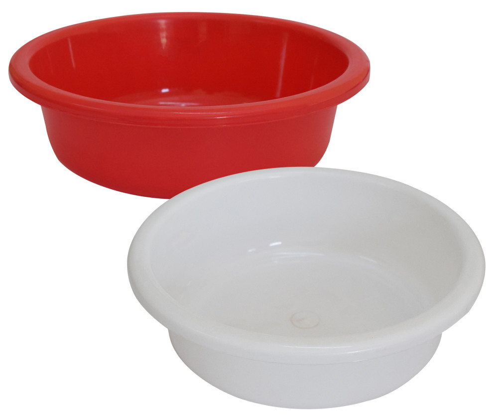 Kuber Industries Multiuses Unbreakable Plastic Knead Dough Basket/Basin Bowl For Home &amp; Kitchen 6 Ltr- Pack of 2 (Red &amp; White)