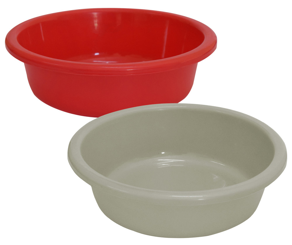 Kuber Industries Multiuses Unbreakable Plastic Knead Dough Basket/Basin Bowl For Home &amp; Kitchen 6 Ltr- Pack of 2 (Red &amp; Grey)