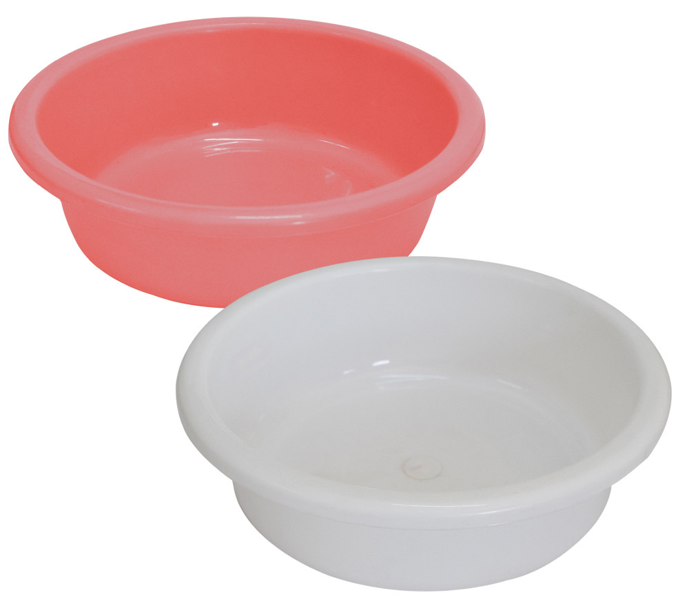 Kuber Industries Multiuses Unbreakable Plastic Knead Dough Basket/Basin Bowl For Home &amp; Kitchen 6 Ltr- Pack of 2 (Light Pink &amp; White)