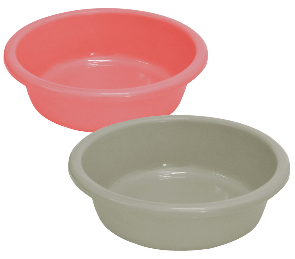 Kuber Industries Multiuses Unbreakable Plastic Knead Dough Basket/Basin Bowl For Home &amp; Kitchen 6 Ltr- Pack of 2 (Light Pink &amp; Grey)