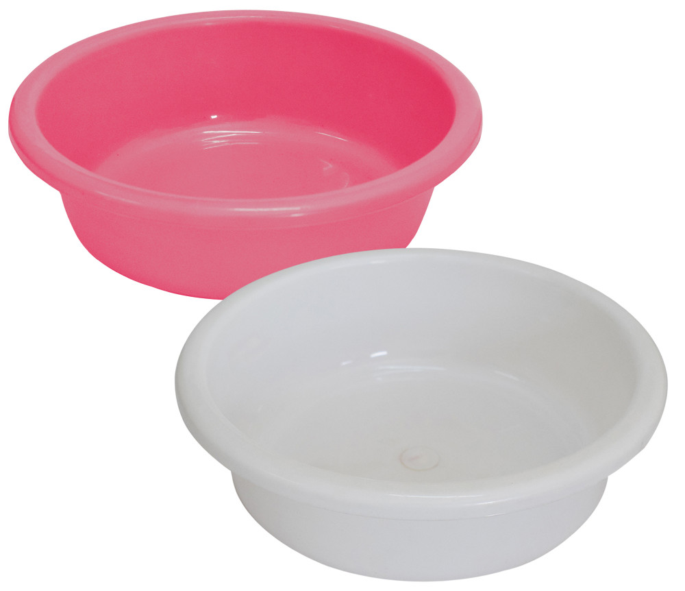 Kuber Industries Multiuses Unbreakable Plastic Knead Dough Basket/Basin Bowl For Home &amp; Kitchen 6 Ltr- Pack of 2 (Pink &amp; White)