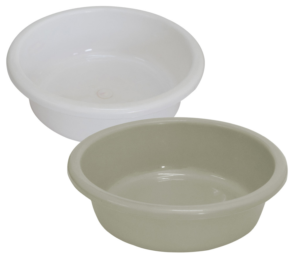 Kuber Industries Multiuses Unbreakable Plastic Knead Dough Basket/Basin Bowl For Home &amp; Kitchen 6 Ltr- Pack of 2 (White &amp; Grey)