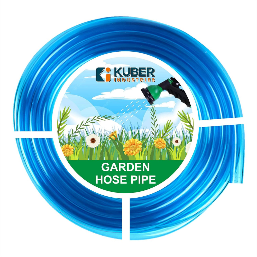 Kuber Industries Multiutility PVC Water Pipe | Multi-Utility Water Pipe for Garden, Car Cleaning &amp; Pet Washing | Light Weight, Kink Proof Proof &amp; Portable Hose Pipe for Gardening | 10 Meter | Blue |