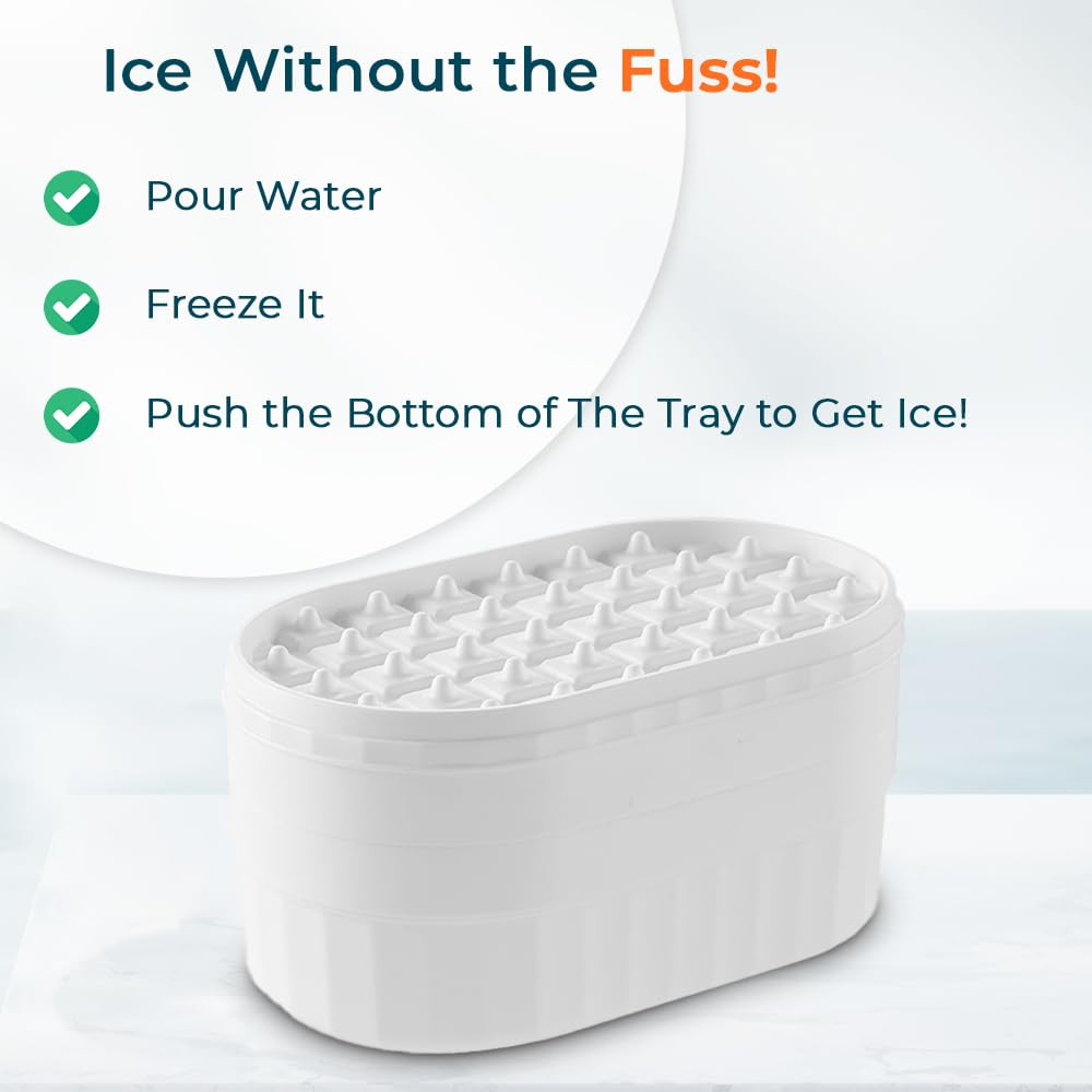 Kuber Industries Nail Press 2-Layer Ice Box|Flexible Ice Cube Tray|White