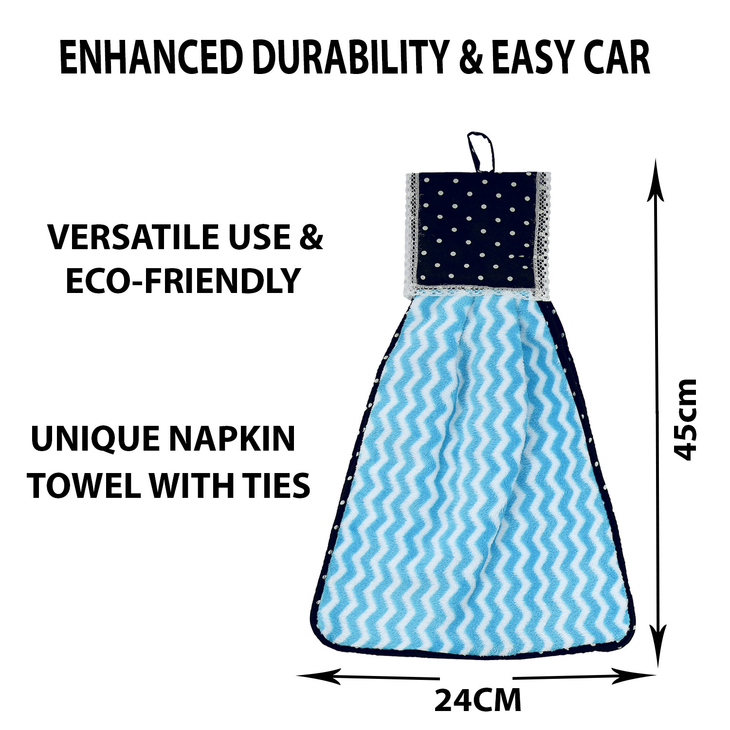 Kuber Industries Napkin | Washbasin Hanging Napkin | Kitchen Towel with Ties | Napkin for Kitchen | Zig Zag Napkin for Bathroom | Hand Towel for Kitchen | Pack of 3 | Multi