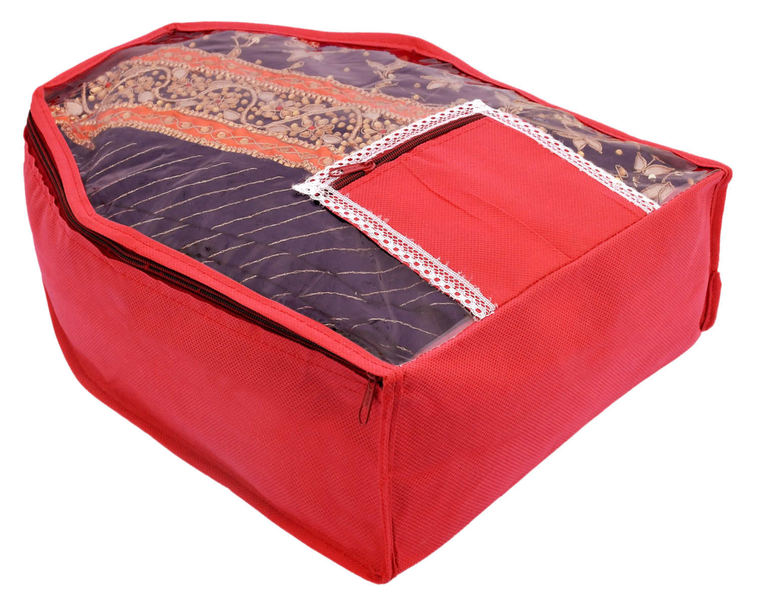 Kuber Industries Non-Woven Blouse Cover/Wardrobe organizer/Clothes Cover For  Blouse-(Red)