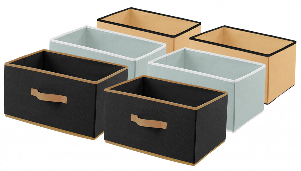 Kuber Industries Non-Woven Rectangular Flodable Cloth Storage Box, Pack of 6 (Black &amp; Brown &amp; Grey)-HS40KUBMART23941