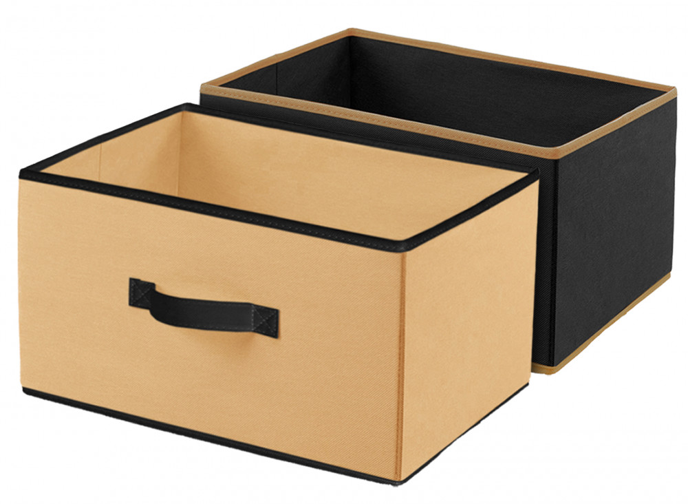 Kuber Industries Non-Woven Rectangular Flodable Cloth Storage Box,(Black &amp; Brown)