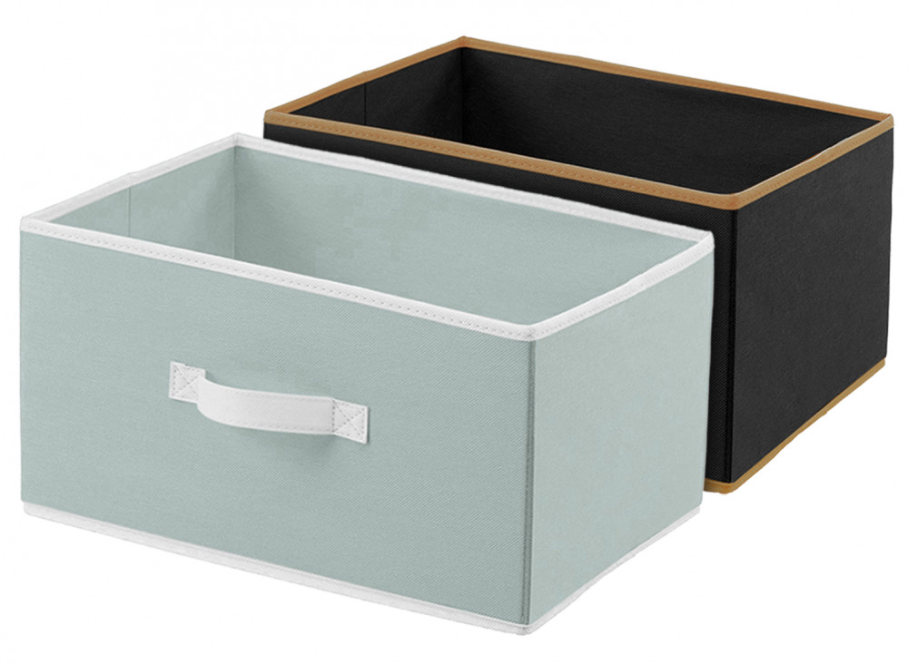 Kuber Industries Non-Woven Rectangular Flodable Cloth Storage Box,(Grey &amp; Black)