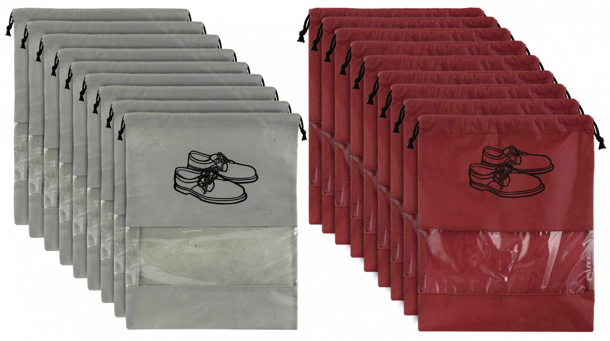 Kuber Industries Non Woven Travel Shoe Organizer Space Saving Fabric Storage Bags Organizer (Grey & Maroon)-KUBMART950