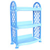 Kuber Industries Organising Rack|Unbreakable Plastic 3 Shelves Kitchen Storage Stand|Durable Wall Mounted Jar Kitchen Utensils Organizer (Blue)