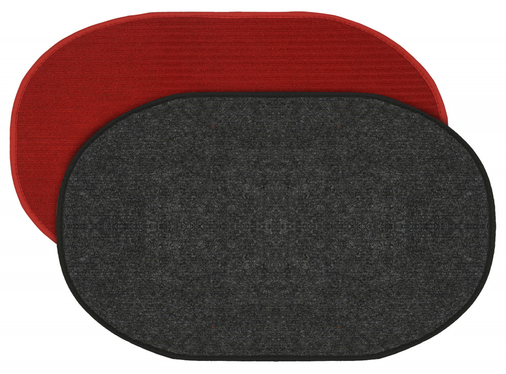 Kuber Industries Oval Shape Durable Microfiber Door Mat, Heavy Duty Doormat, Indoor Outdoor, Easy Clean, Waterproof, Low-Profile Mats for Entry, Patio, Garage (Set Of 2,14&#039;&#039; x 23&#039;&#039;,Red &amp; Grey)-KUBMRT12101