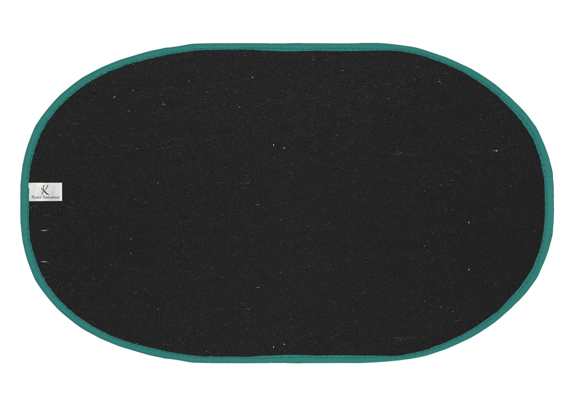 Kuber Industries Oval Shape Durable Microfiber Door Mat, Heavy Duty Doormat, Indoor Outdoor, Easy Clean, Waterproof, Low-Profile Mats for Entry, Patio, Garage (Set Of 2,14'' x 23'',Green & Grey)-KUBMRT12115