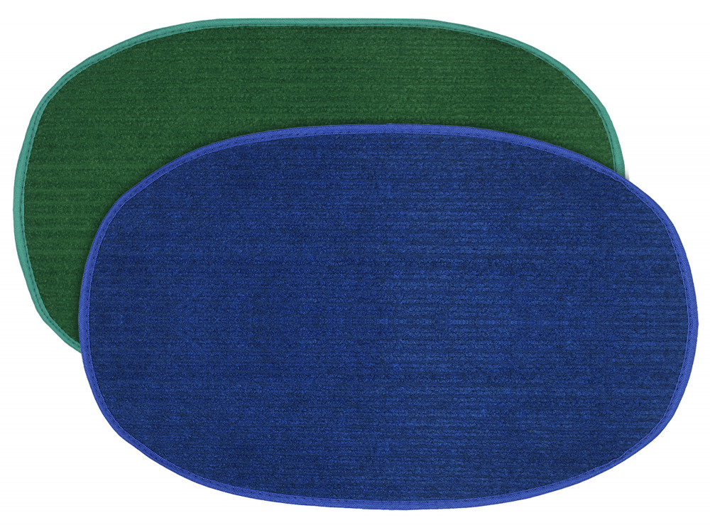 Kuber Industries Oval Shape Durable Microfiber Door Mat, Heavy Duty Doormat, Indoor Outdoor, Easy Clean, Waterproof, Low-Profile Mats for Entry, Patio, Garage (Set Of 2,14&#039;&#039; x 23&#039;&#039;,Green &amp; Blue)-KUBMRT12117