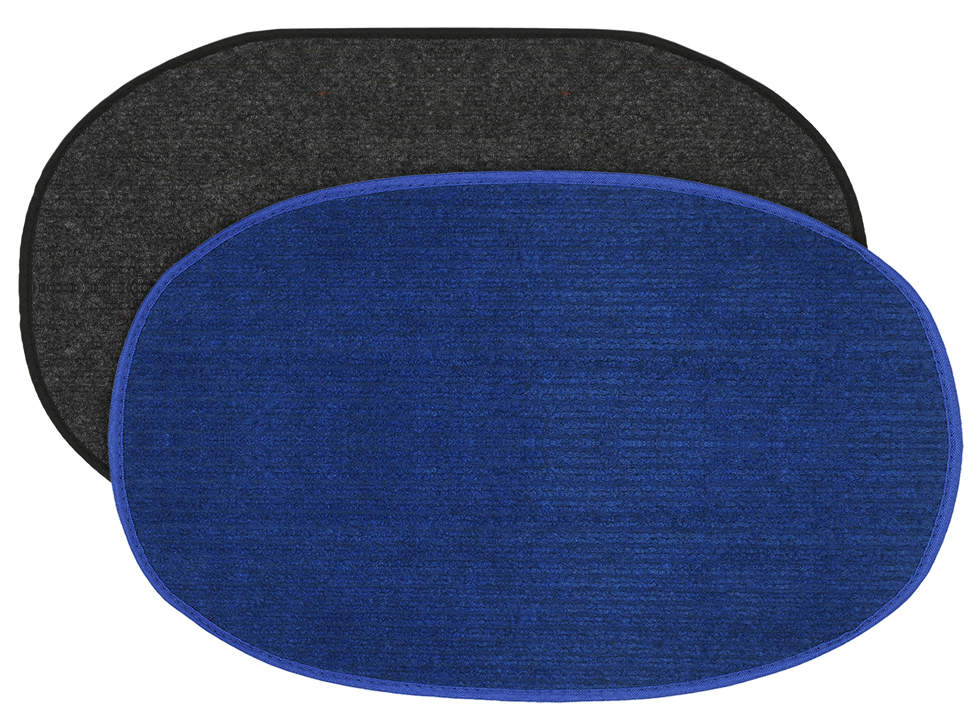 Kuber Industries Oval Shape Durable Microfiber Door Mat, Heavy Duty Doormat, Indoor Outdoor, Easy Clean, Waterproof, Low-Profile Mats for Entry, Patio, Garage (Set Of 2,14'' x 23'',Grey & Blue)-KUBMRT12121