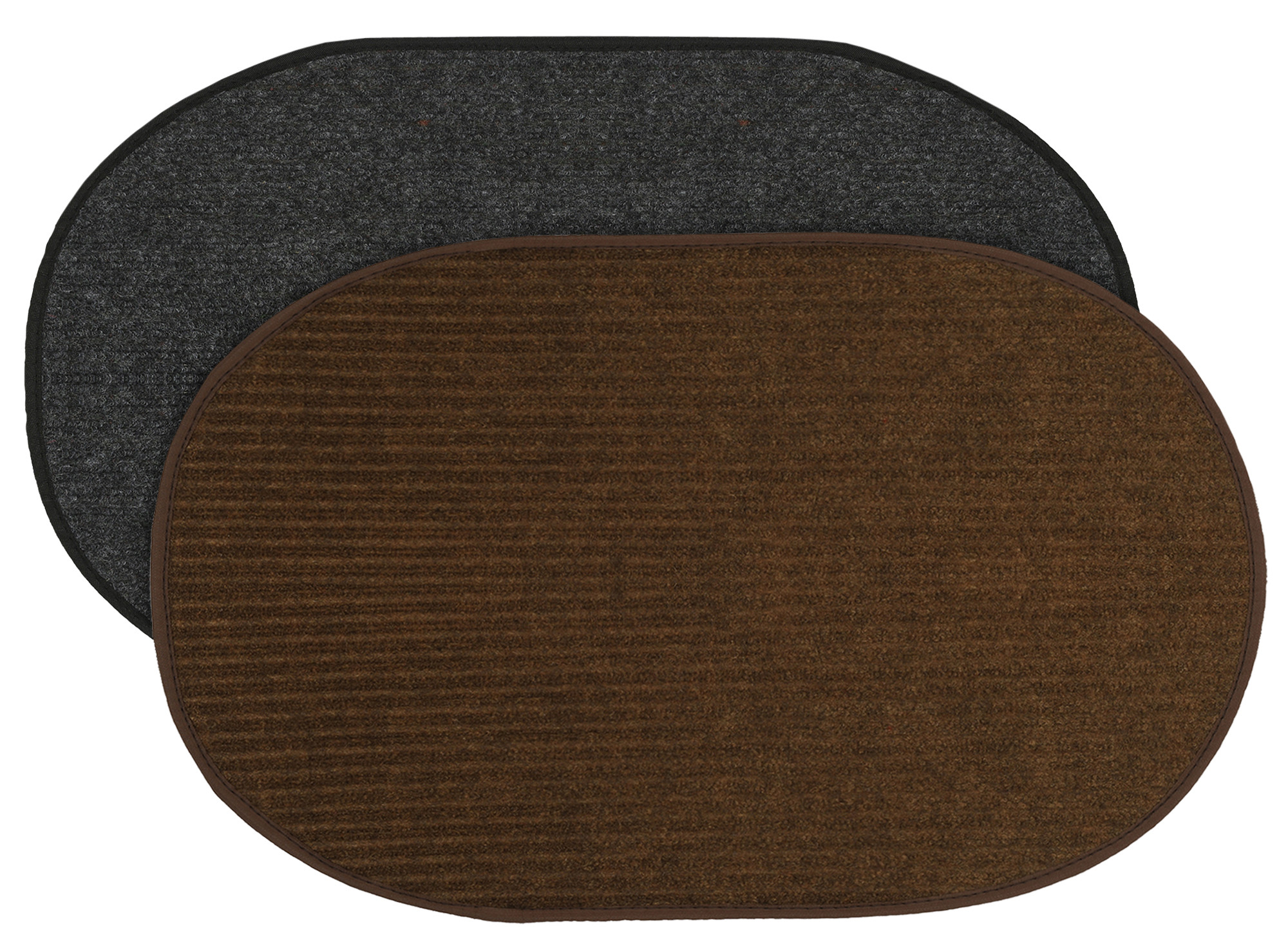 Kuber Industries Oval Shape Durable Microfiber Door Mat, Heavy Duty Doormat, Indoor Outdoor, Easy Clean, Waterproof, Low-Profile Mats for Entry, Patio, Garage (Set Of 2,14'' x 23'',Grey & Brown)-KUBMRT12123