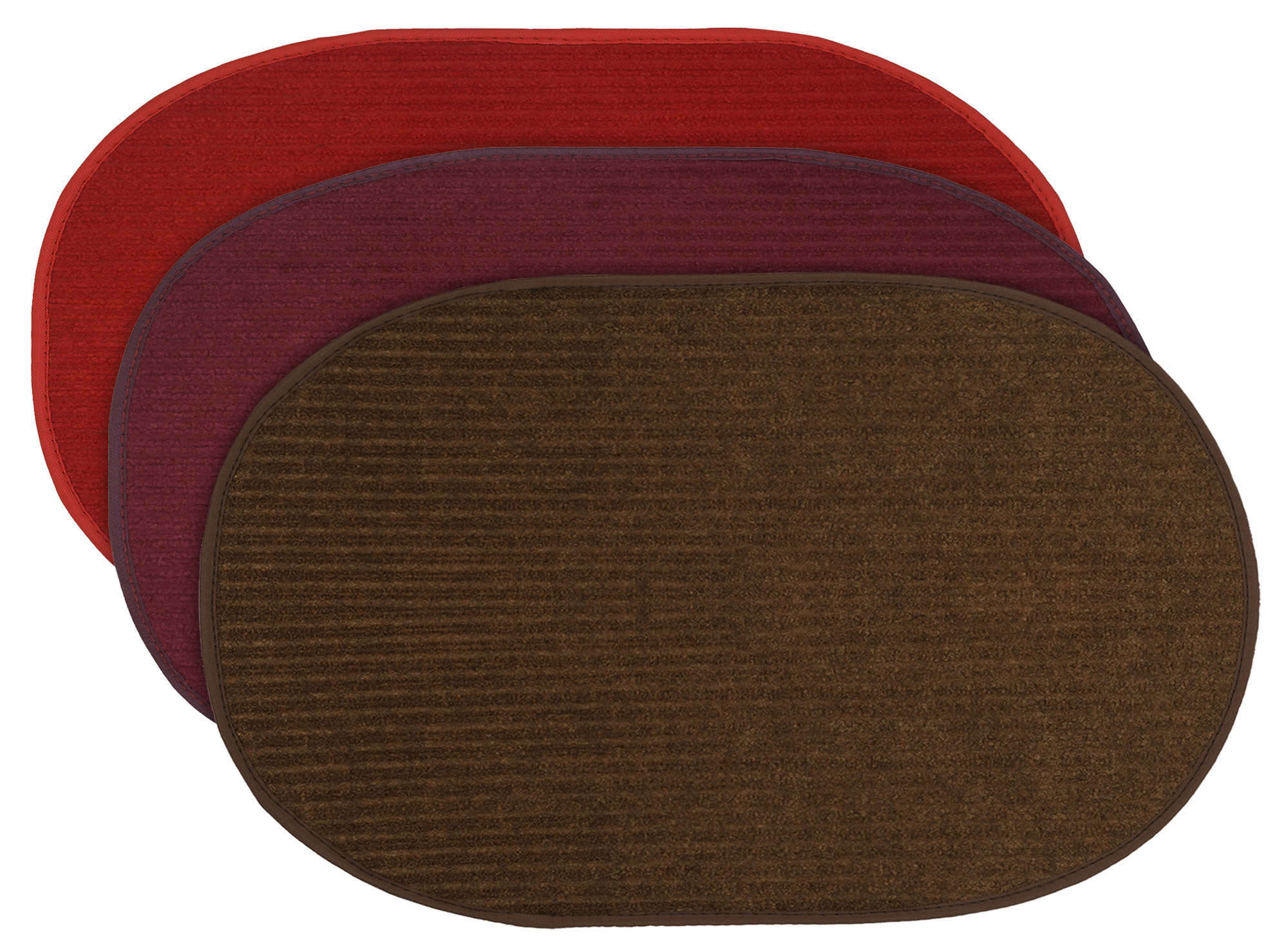 Kuber Industries Oval Shape Durable Microfiber Door Mat, Heavy Duty Doormat, Indoor Outdoor, Easy Clean, Waterproof, Low-Profile Mats for Entry, Patio, Garage (Set Of 3,14'' x 23'',Red & Maroon & Brown)-KUBMRT12133