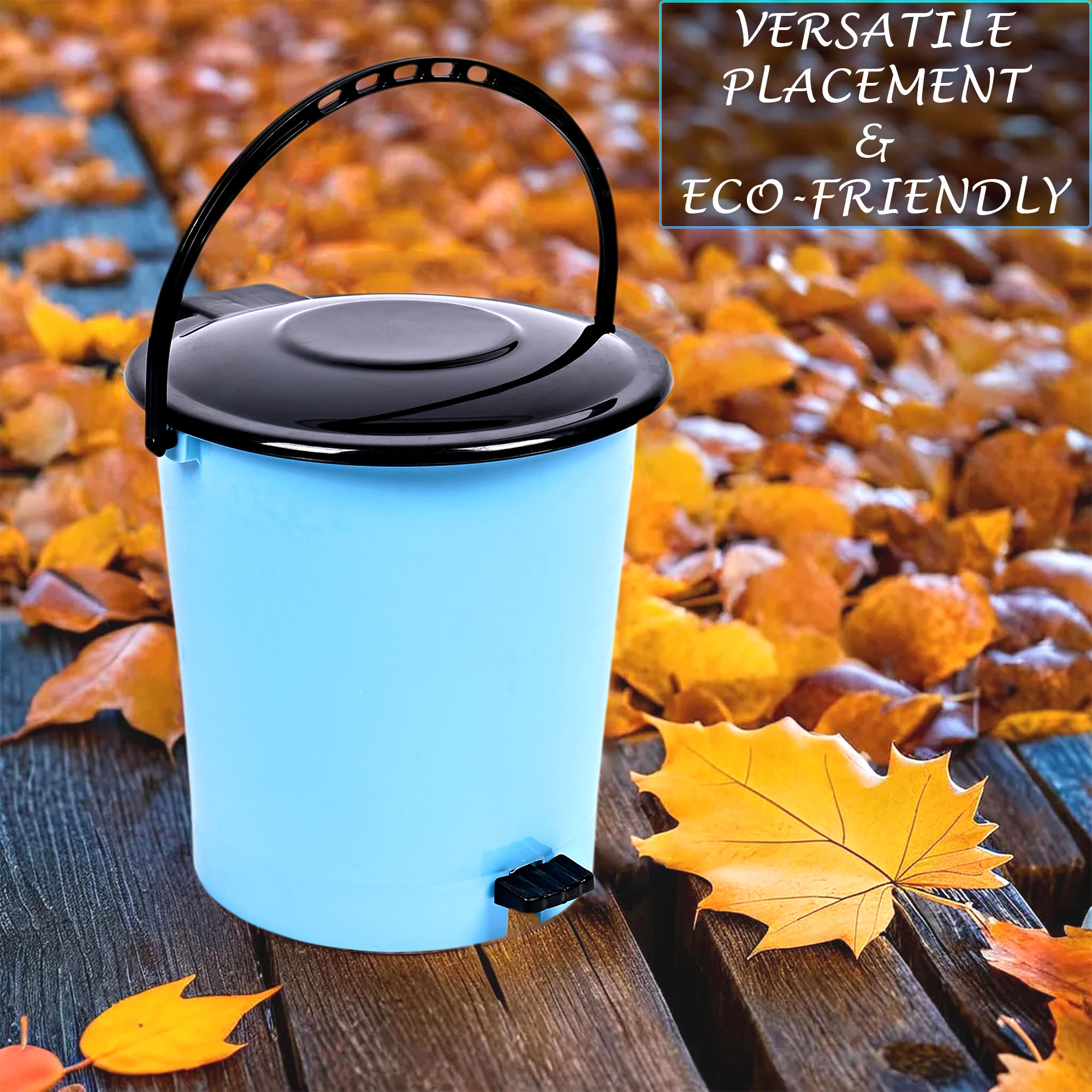 Kuber Industries Pack of 2 Pedal Dustbin | Dustbin with Lid | Garbage Bin | Dustbin for Kitchen-Bathroom | Wet & Dry Waste Bin | Black Dhakkan Trash Can | 10 LTR | Blue & Gray