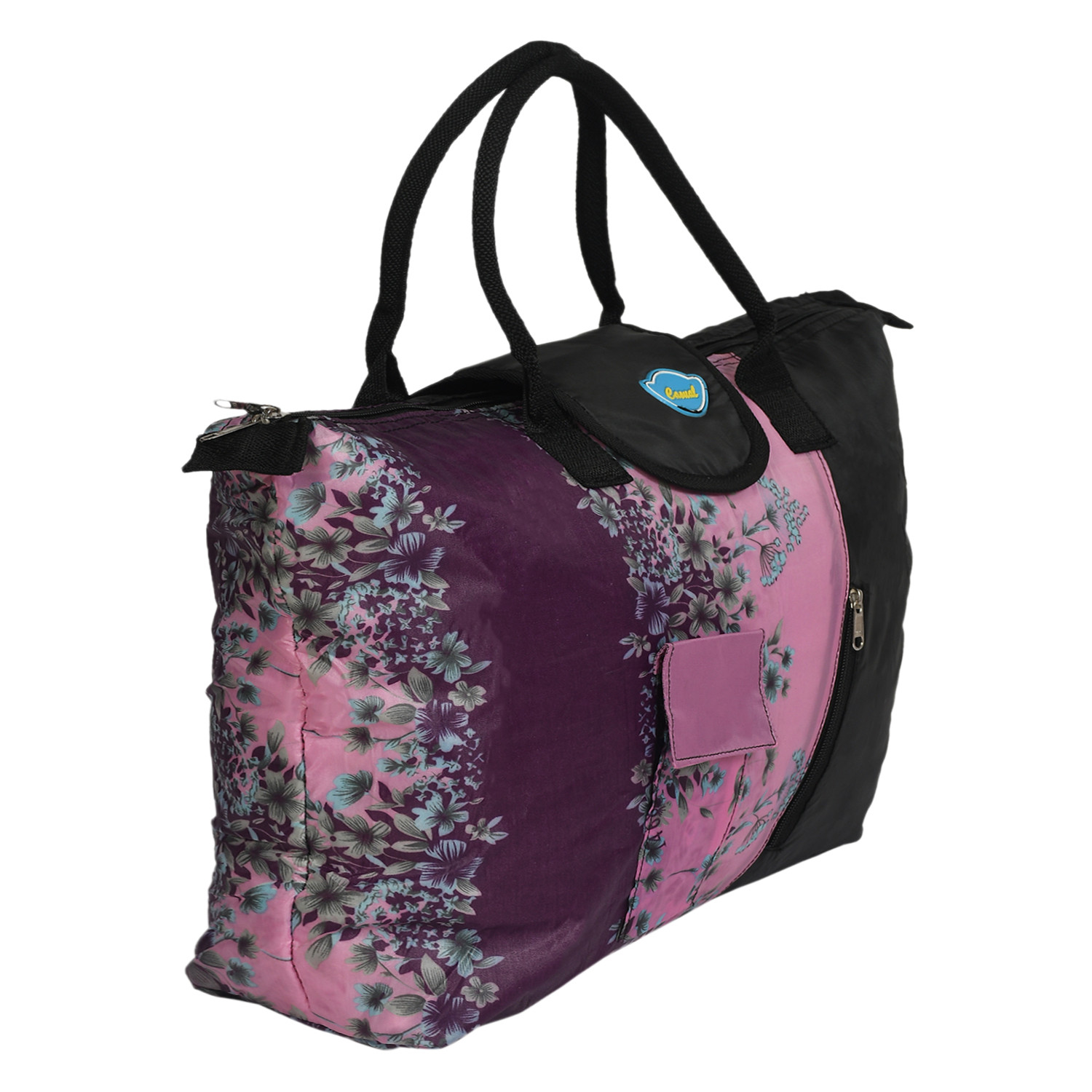 Kuber Industries Parachute Floral Print Shoulder Bag/Shopping Bag For Home & Travling With Handle (Pink) 54KM4194