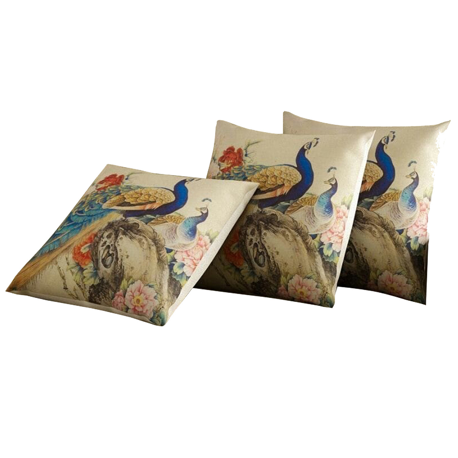 Kuber Industries Peacock Print Cushion Cover|Ractangle Cushion Covers|Sofa Cushion Covers|Cushion Covers 16 inch x 16 inch|Cushion Cover Set of 5 (Multicolor)