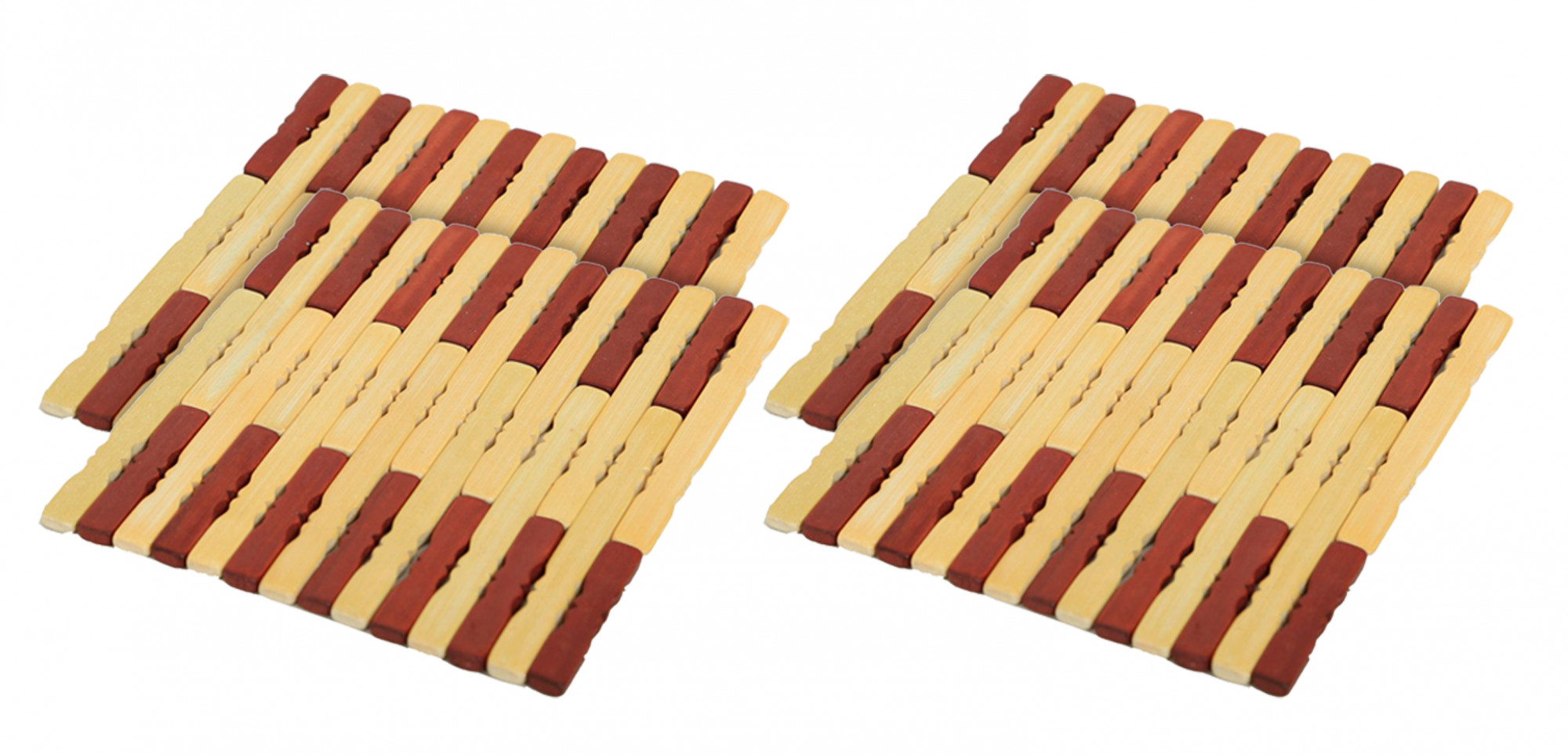 Kuber Industries Pencil Design Square Bamboo Coasters For Home Pan Pot Holder Heat Insulation Pad (Brown)