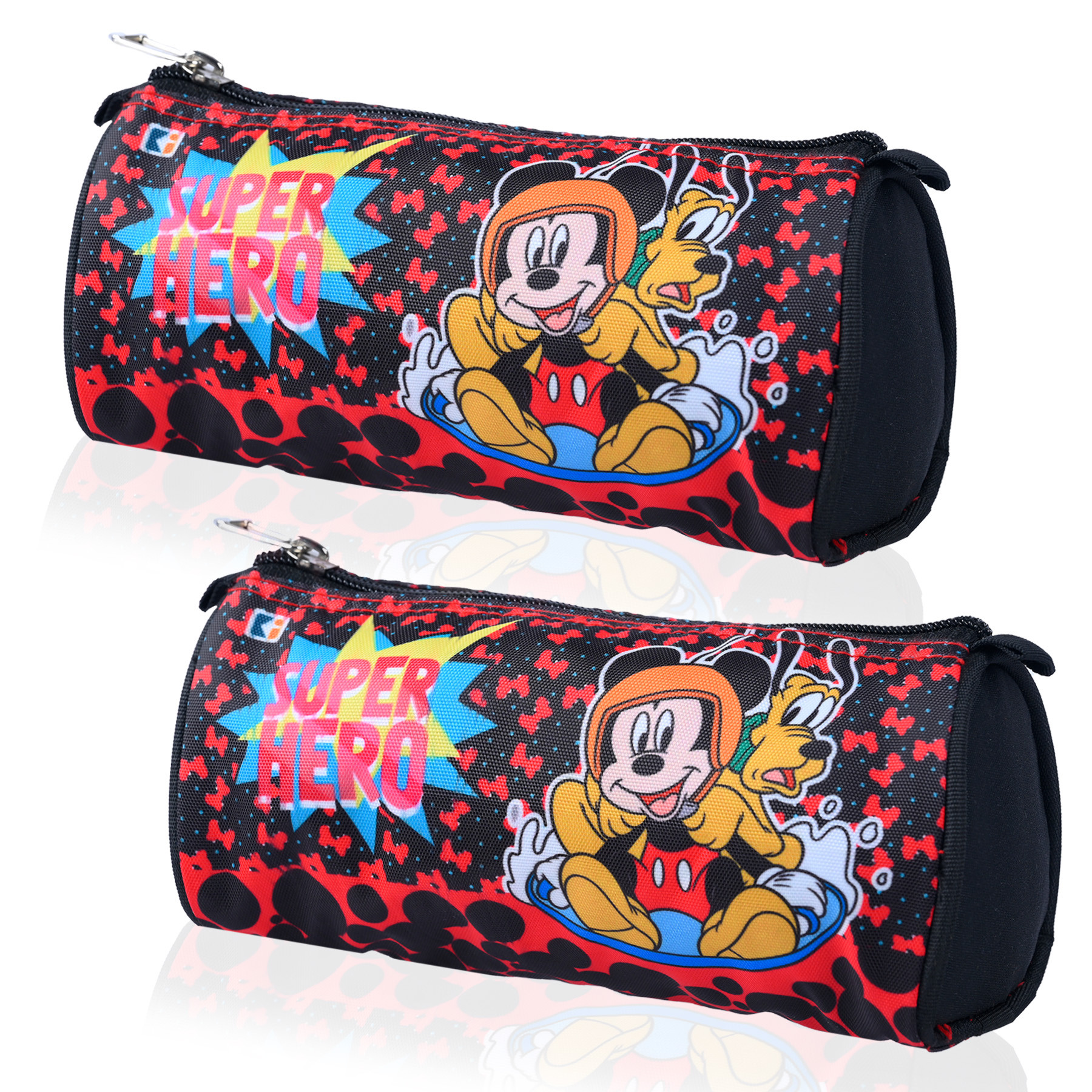 Kuber Industries Pencil Pouch | Multi-Purpose Travel Pouch | Kids Stationary Storage Bag | Pencil Utility School Pouches | Geometry Box | Disney Mickey | Large | Black