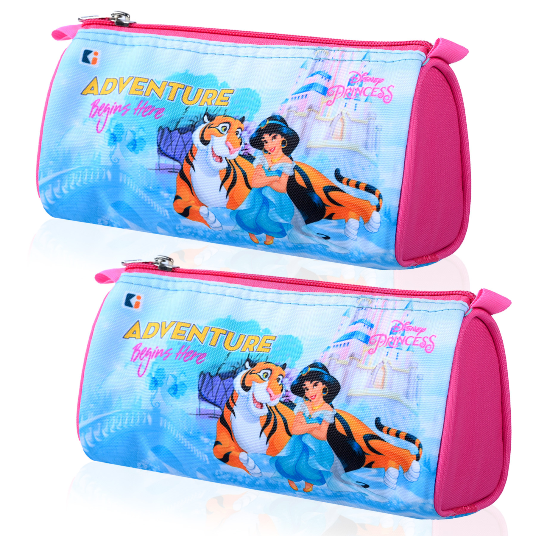Kuber Industries Pencil Pouch | Multi-Purpose Travel Pouch | Kids Stationary Storage Bag | Pencil Utility School Pouches | Geometry Box | Disney Princess | Large | Pink & Blue