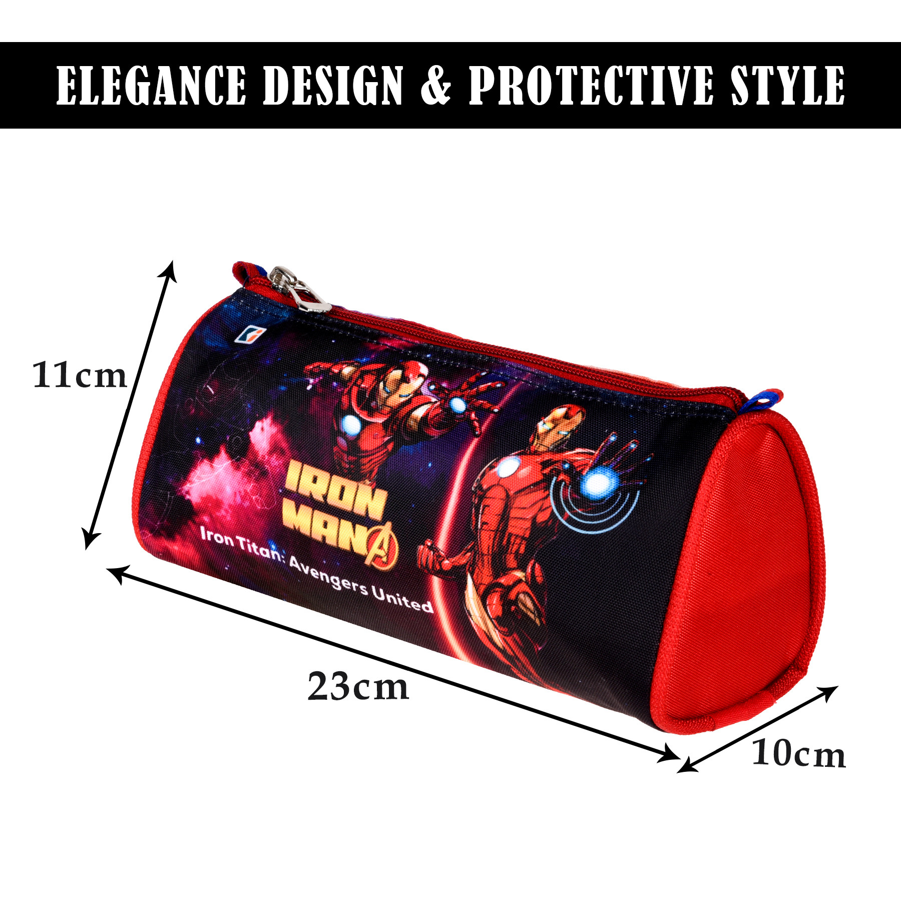 Kuber Industries Pencil Pouch | Multi-Purpose Travel Pouch | Kids Stationary Storage Bag | Pencil Utility School Pouches | Geometry Box | Marvel Iron-Man | Large | Red & Black
