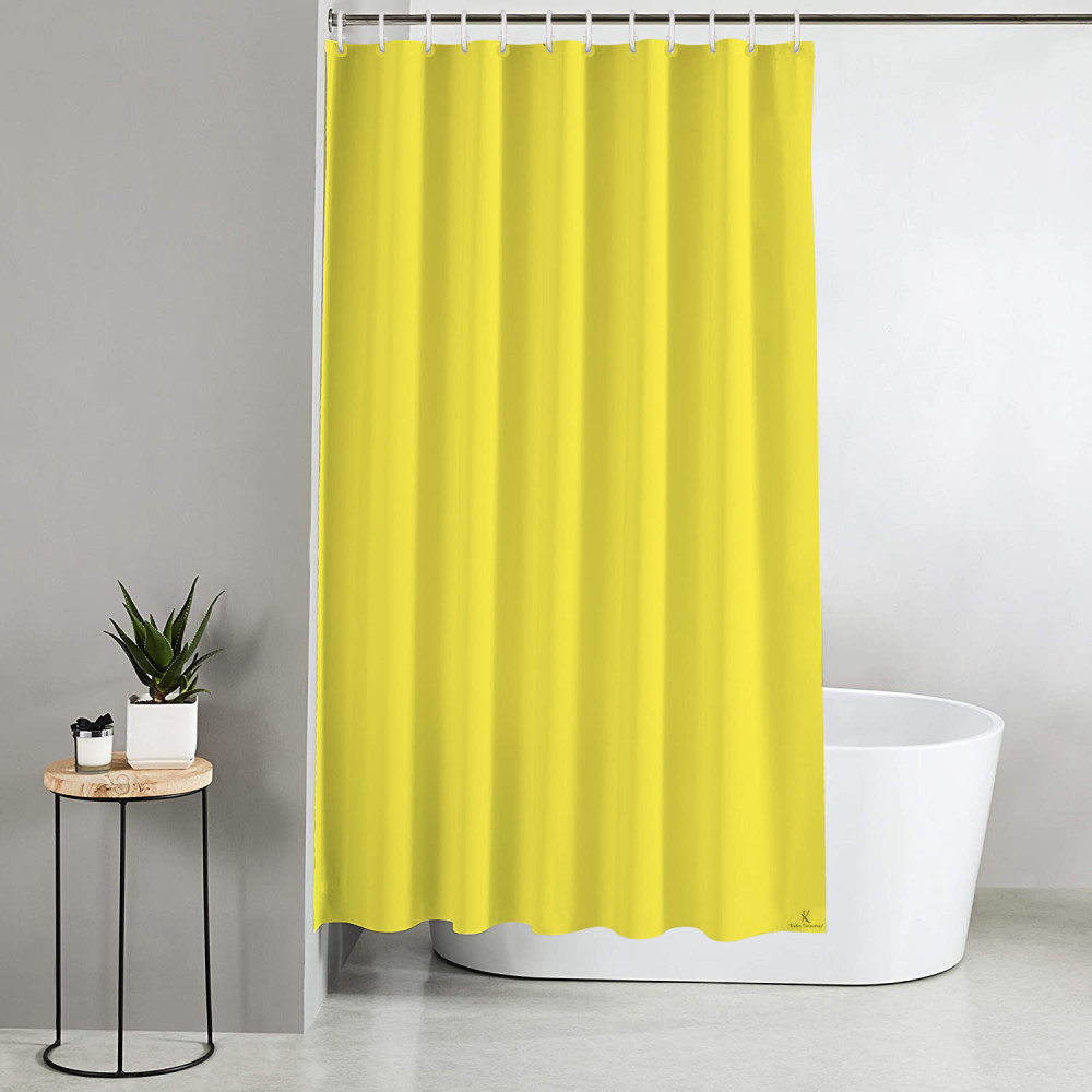 Kuber Industries PEVA Shower Curtain Liner , Heavy Duty Plastic Shower Curtain With Hooks for Bathroom, Bathtub, 70&quot; x 80&quot;, Yellow-33_S_KUBQMART11532