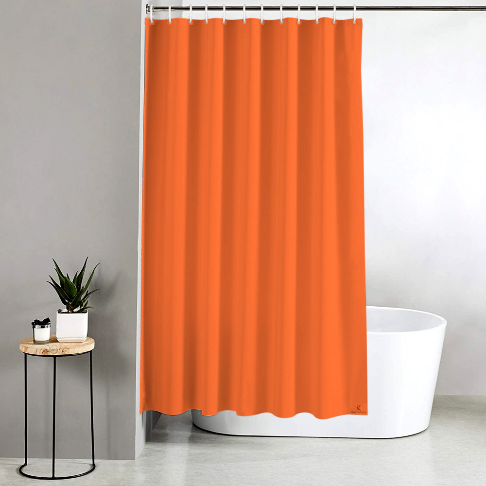 Kuber Industries PEVA Shower Curtain Liner , Heavy Duty Plastic Shower Curtain With Hooks for Bathroom, Bathtub, 70&quot; x 80&quot;, Orange-33_S_KUBQMART11540