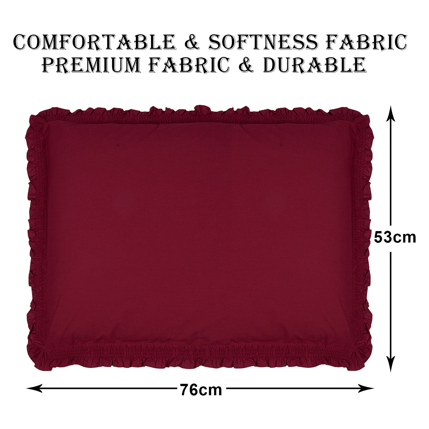 Kuber Industries Pillow Cover | Cotton Pillow Cover | Pillow Cover For Bedroom | Pleated Frill Border Long Crush Pillow Cover | Set of 2 | 20x30 Inch | Maroon