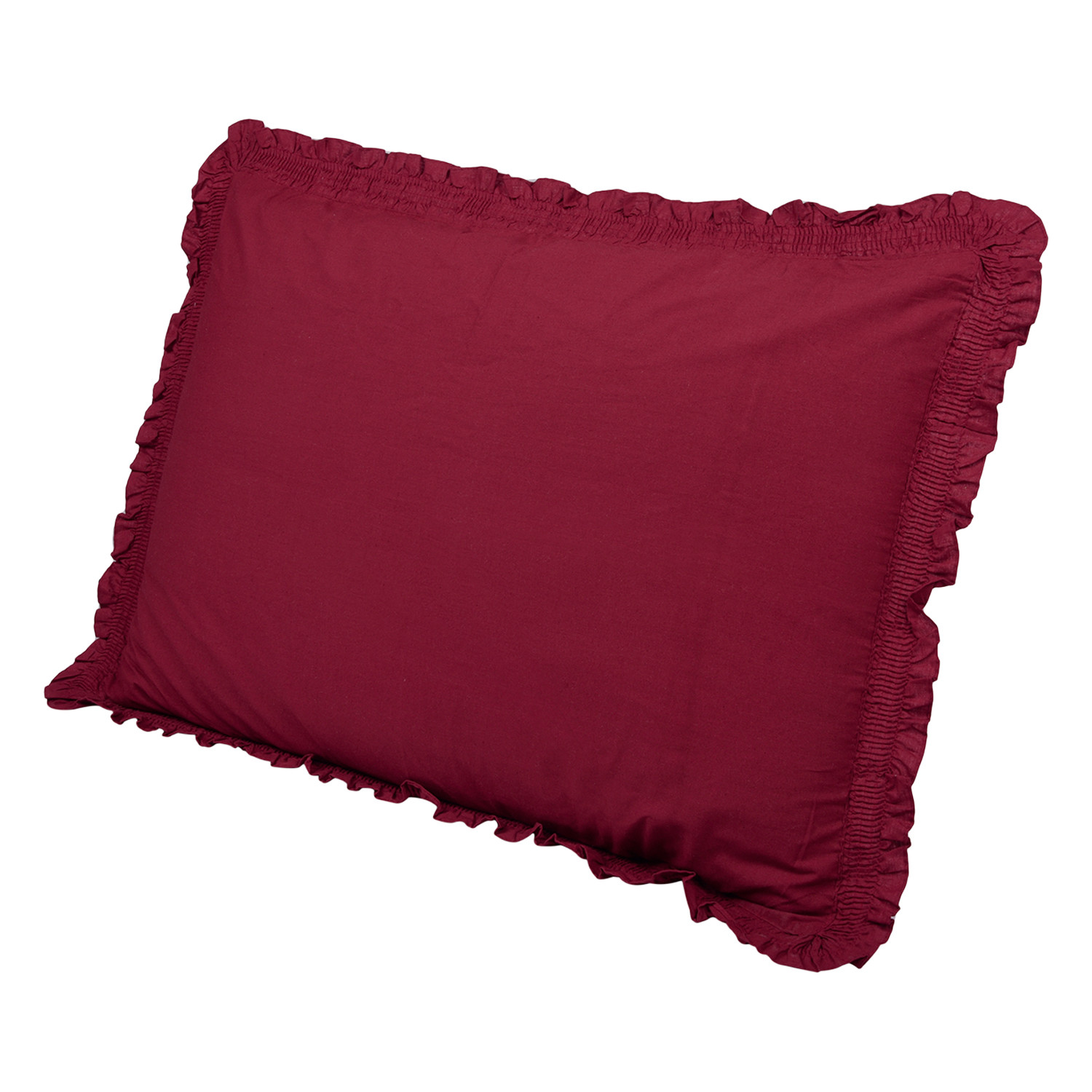 Kuber Industries Pillow Cover | Cotton Pillow Cover | Pillow Cover For Bedroom | Pleated Frill Border Long Crush Pillow Cover | Set of 4 | 20x30 Inch | Maroon