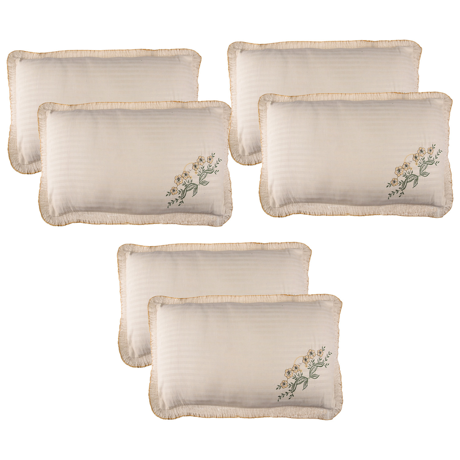 Kuber Industries Pillow Cover | Cotton Pillow Cover Set | Cushion Pillow Cover Set | Pillow Cover Set for Bedroom | Lining Embroidery Pillow Cover Set |Beige