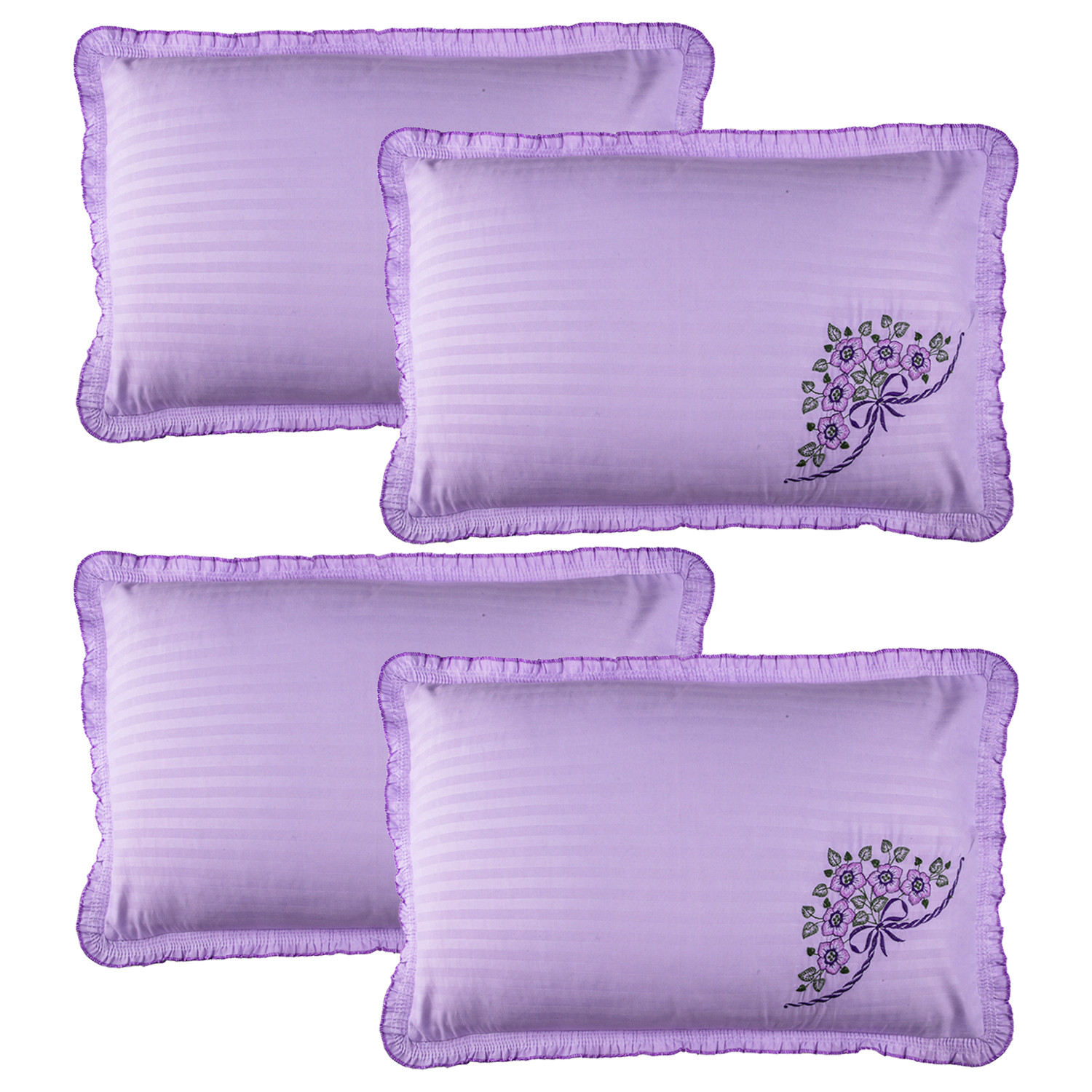 Kuber Industries Pillow Cover | Cotton Pillow Cover Set | Cushion Pillow Cover Set | Pillow Cover Set for Bedroom | Lining Embroidery Pillow Cover Set |Purple