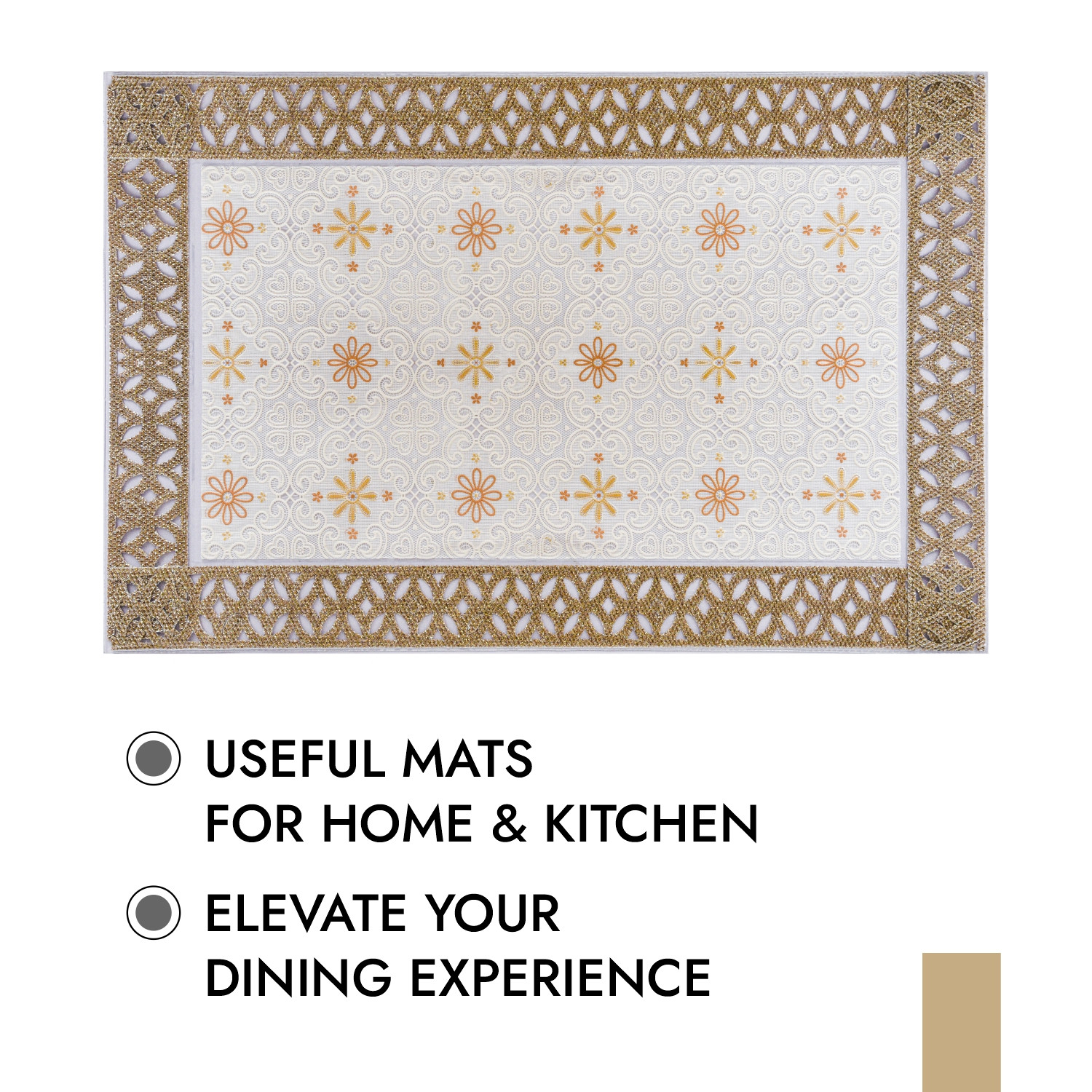 Kuber Industries Placemat | Placemats for Dining Room | Desginer Table Mat Set | Placemats for Kitchen Table | Dining Table Mats | Flower Maiva Placemat | 6 Piece Set | Cream