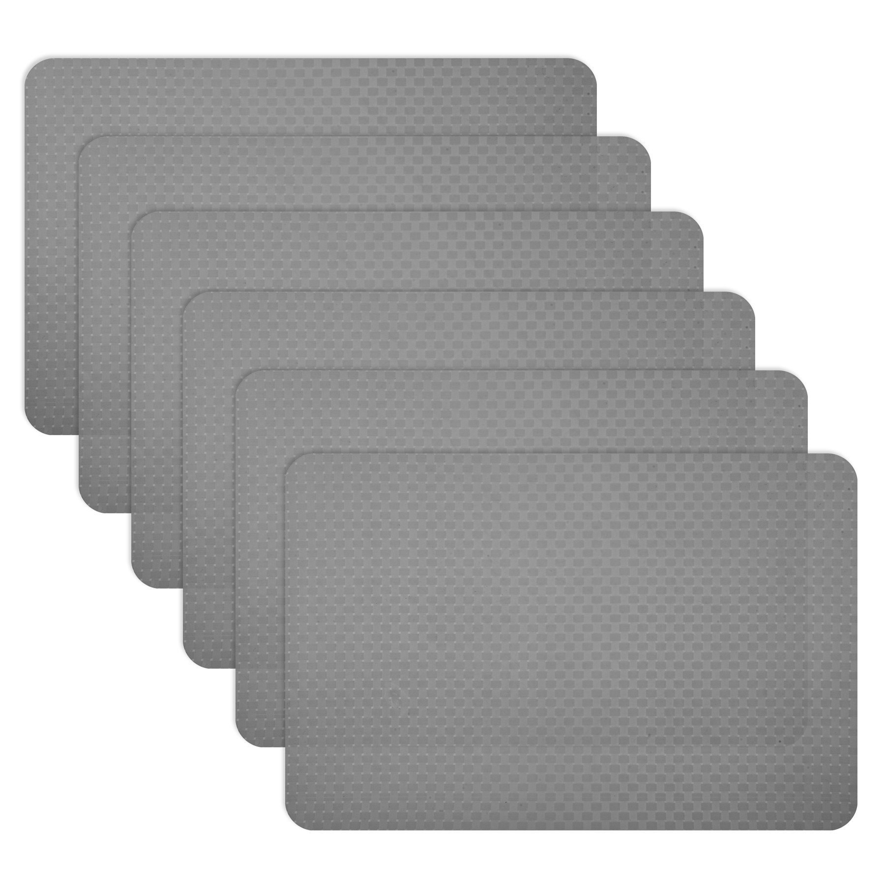 Kuber Industries Placemat | Placemats for Dining Room | Table Mat Set | Placemats for Kitchen Table | Dining Table Placemats | Check-Design Placemat | 6 Piece Set | Gray
