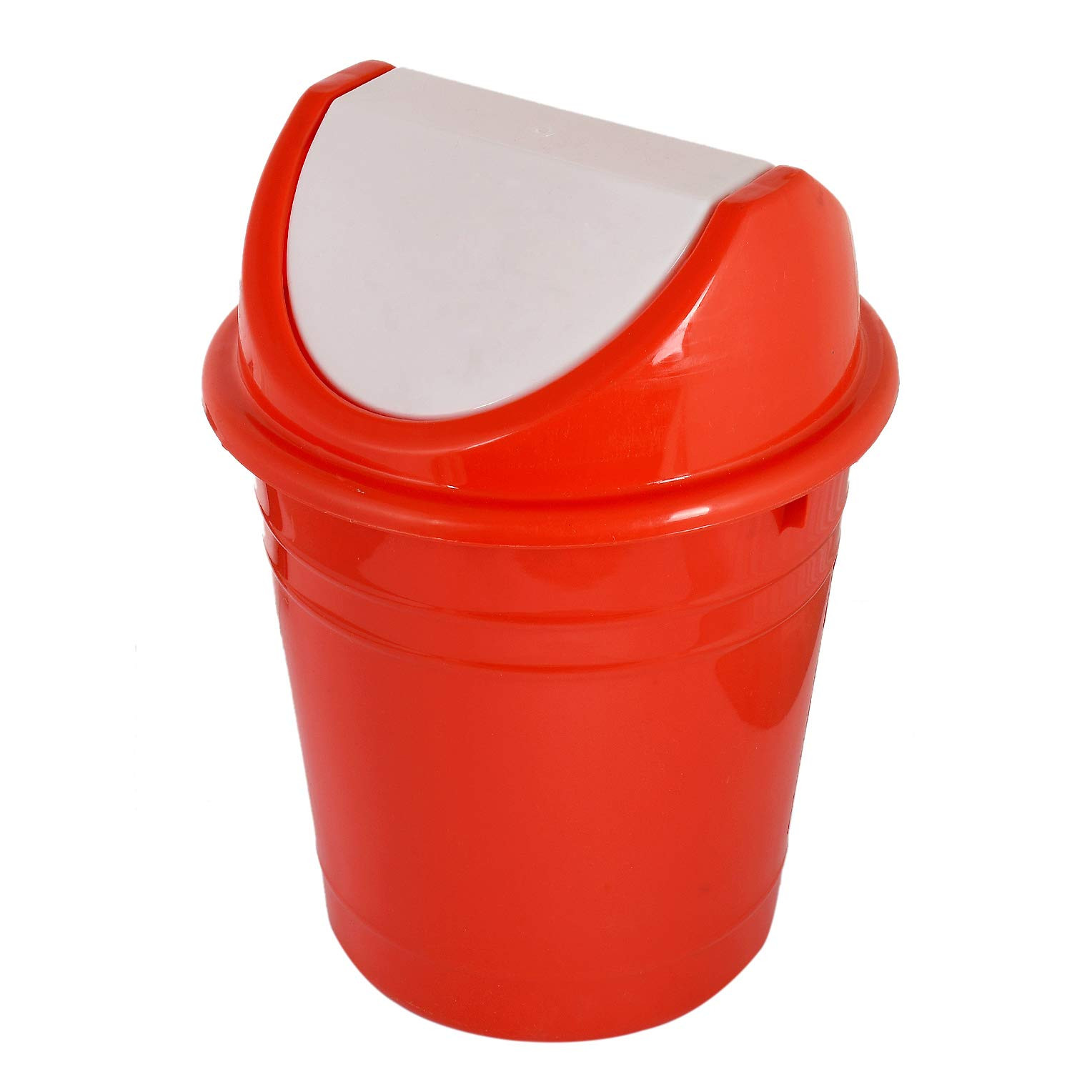 Kuber Industries Plastic 2 Pieces Medium Size Swing Dustbin/ Swing Garbage Bin/ Waste Bin, 10 Liters (Black & Red)