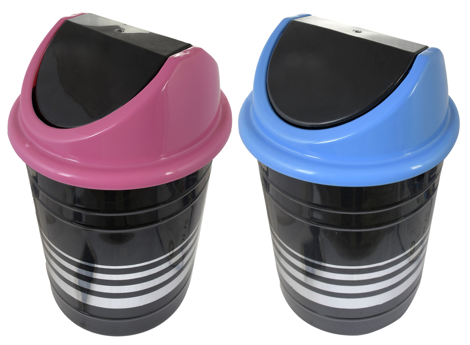 Kuber Industries Plastic 2 Pieces Medium Size Swing Dustbin/ Swing Garbage Bin/ Waste Bin, 10 Liters (Pink & Blue)