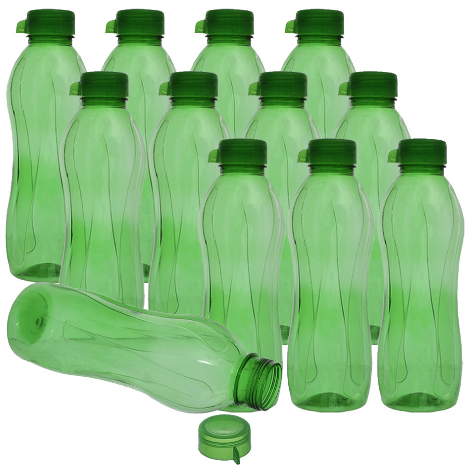 Kuber Industries Plastic Aqua Fridge Water Bottle with Lid (1000ml, Green)-KUBMART492