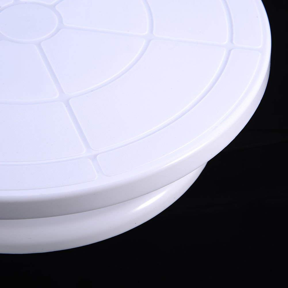 Kuber Industries Plastic Cake Turntable Revolving Cake Decorating Stand Cake Stand (White)