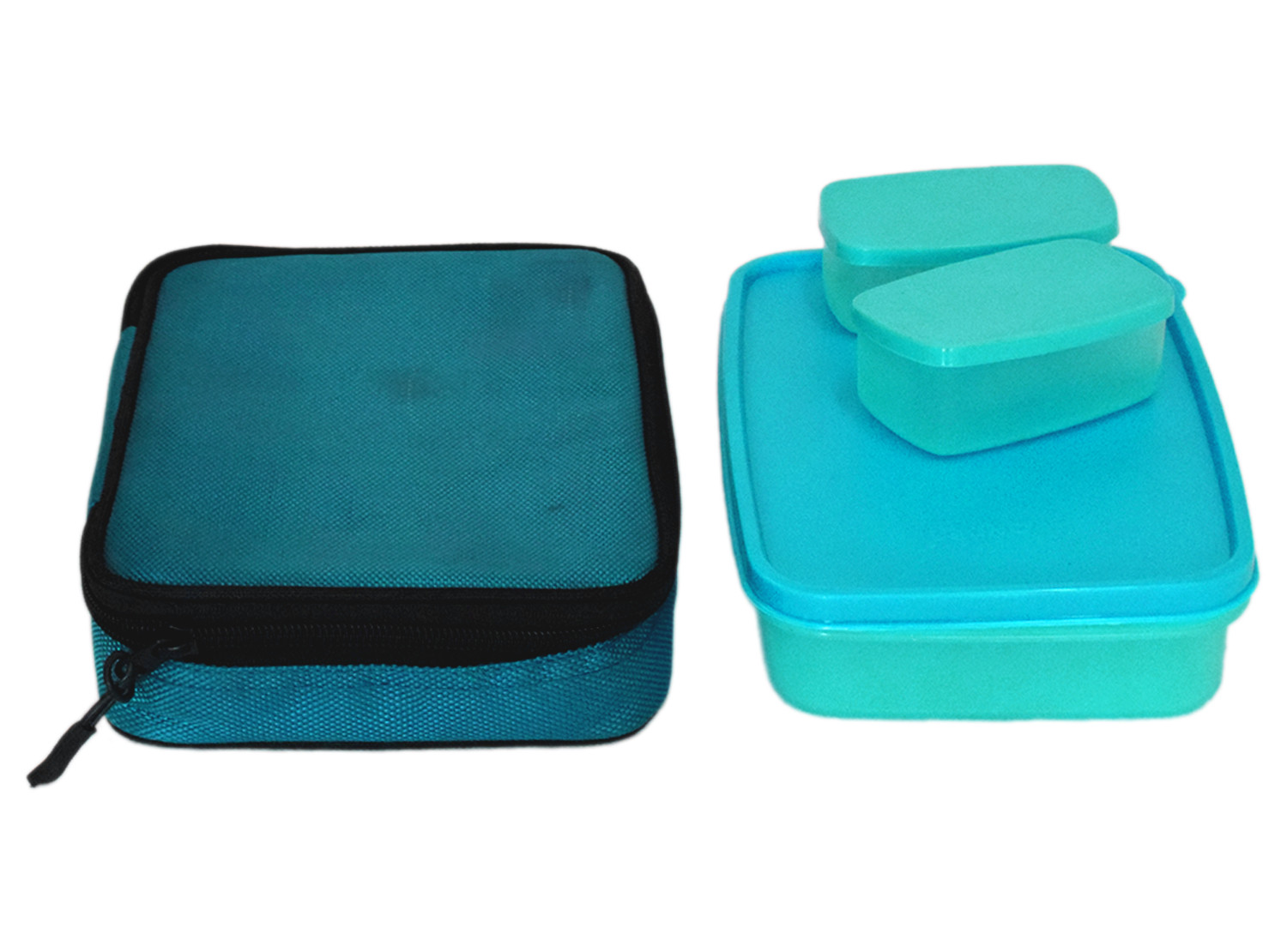 Kuber Industries Plastic Compact Lunch Box With 2 Containers & Cover (Green)
