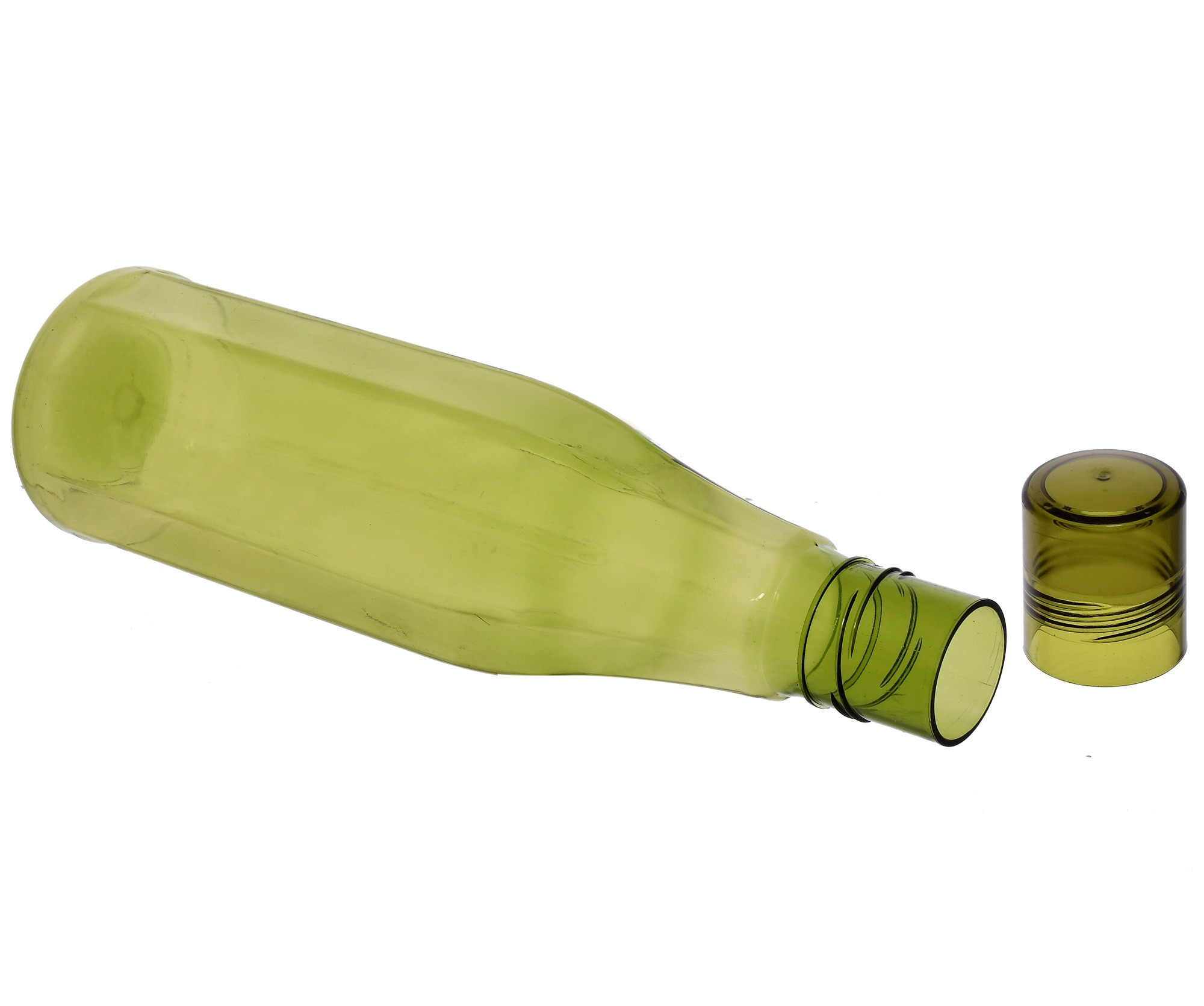 Kuber Industries Plastic Coral Fridge Water Bottle Set with Lid (1000ml, Green)-KUBMART430