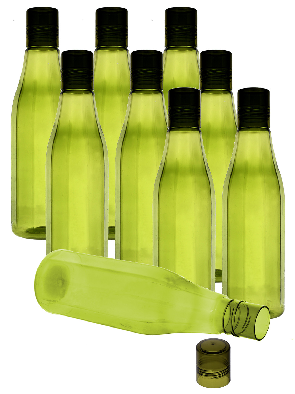 Kuber Industries Plastic Coral Fridge Water Bottle Set with Lid (1000ml, Green)-KUBMART430