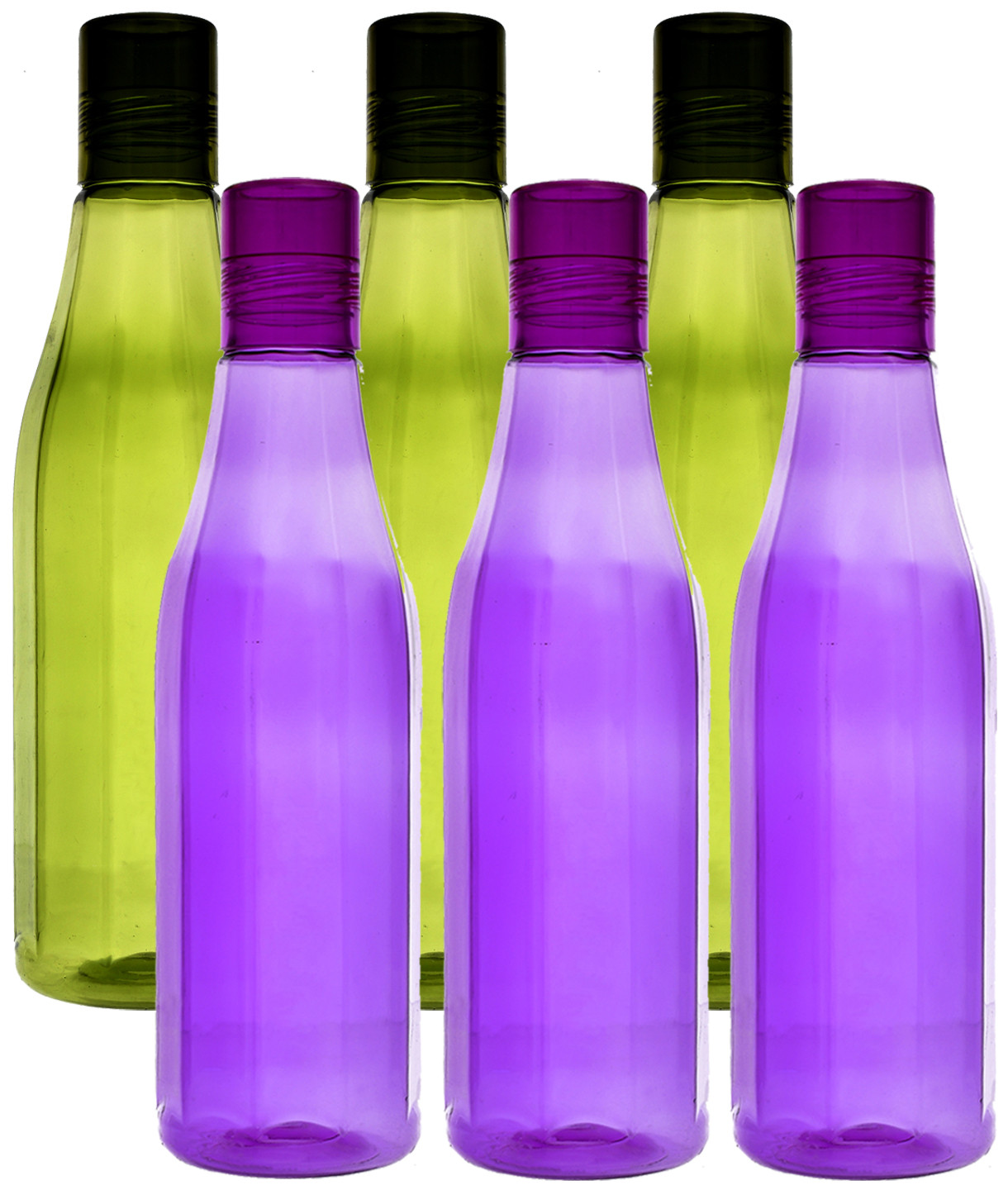 Kuber Industries Plastic Coral Fridge Water Bottle Set with Lid (1000ml, Purple & Green)-KUBMART440