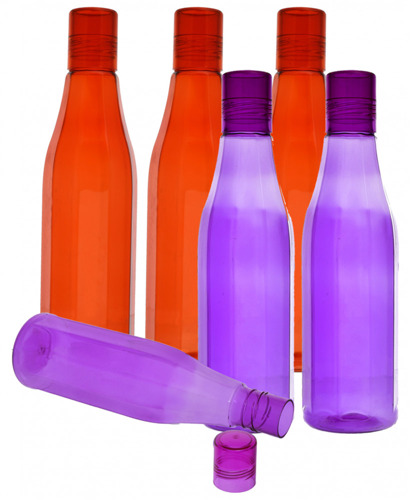 Kuber Industries Plastic Coral Fridge Water Bottle Set with Lid (1000ml, Purple &amp; Red)-KUBMART438